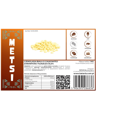 BATAVIA Biała czekolada guziki MCB 2935C 1kg K/10 -zdjęcie numer 2
