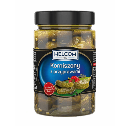 HELCOM Ogórki korniszony z przyprawami 1,6kg/800g -zdjęcie numer 1