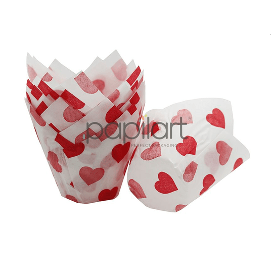 Muffiny TULIPAN 50x80mm białe + DUŻE SERCA A'180 -zdjęcie numer 1