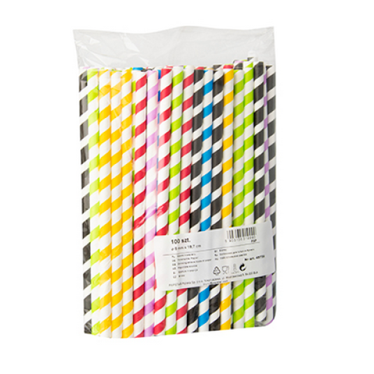 PAPSTAR 45739 Słomki papier 8mm 19,7cm kolor A'100 -zdjęcie numer 1