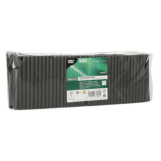 PAPSTAR 87982 Słomki papier7mm CZARNE A'500 10cm -zdjęcie numer 1