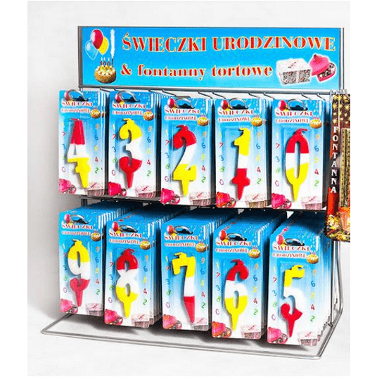 Świeczki CYFRY żółto-czer, różowe, niebieskie K/20 -zdjęcie numer 1