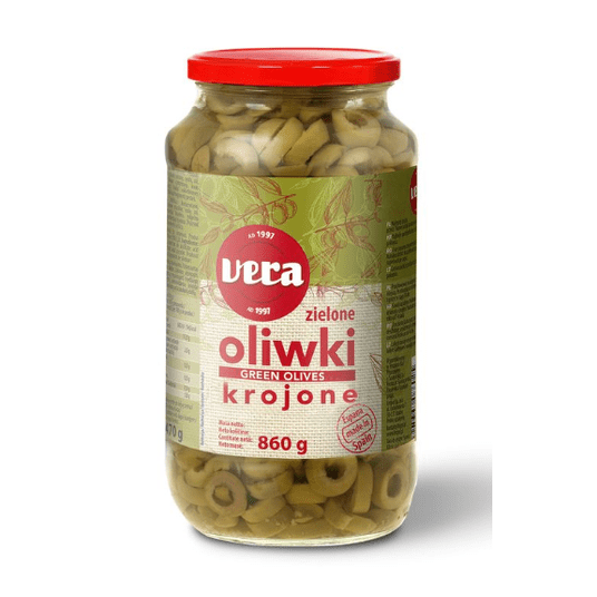 VERA Oliwki zielone krojone 840/450g SŁÓJ -zdjęcie numer 1