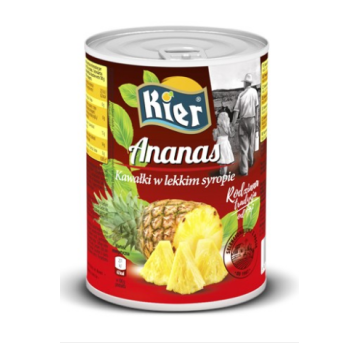 KIER Ananas kostka 565G/340g K/24