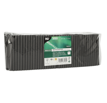 PAPSTAR 87982 Słomki papier7mm CZARNE A'500 10cm